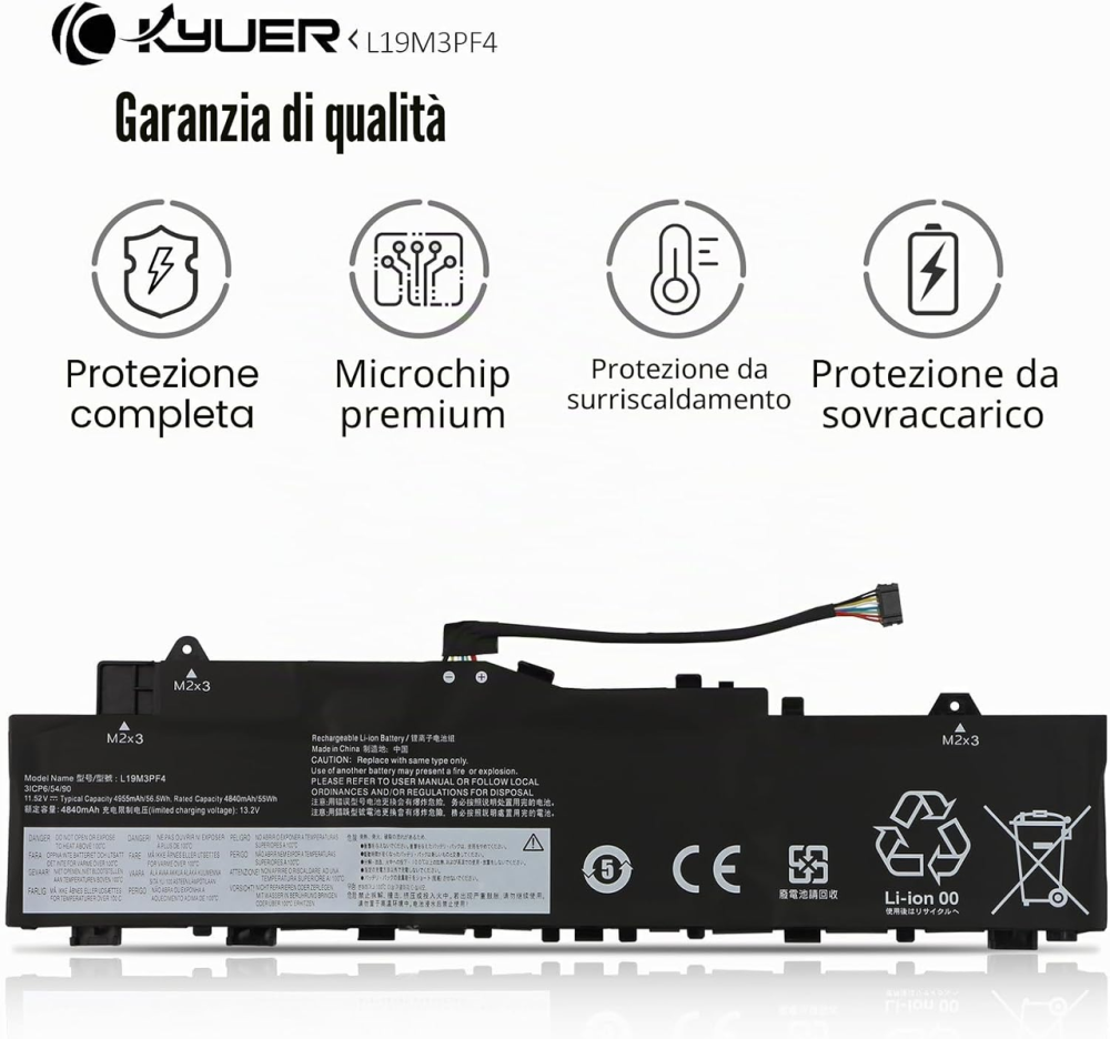 Аккумулятор K KYUER L19M3PF4 для Lenovo IdeaPad 5 14, 56.5 Вт·ч, 4955 мА·ч, 11.52 В, L19L3PF7 Киев - изображение 7