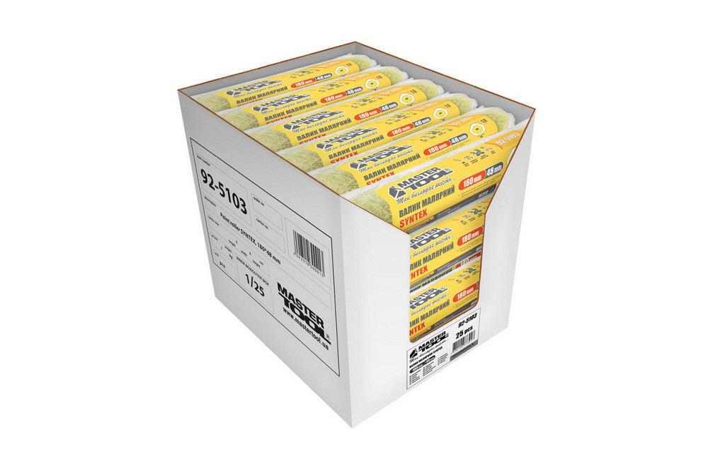 Валик малярный MASTERTOOL Sintex 48/180/18 мм Ø 8 мм 92-5103_Р Ровно - изображение 4