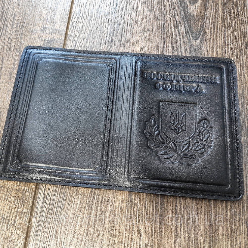Чорна шкіряна обкладинка на посвідчення Офіцера Puos Київ - фото 9