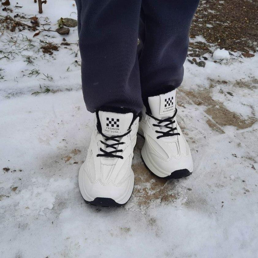 -Жінні зимові Білі Кросівки з МЕХОМ на Високому Підошві Мокасини (розміри: 36) — 07-2 Дніпро - фото 9