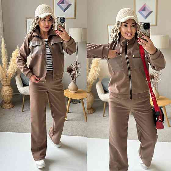 Жіночий стильний костюм-двійка: кофта та штани вельвет на щільному флісі Моко, 46/48 Одеса