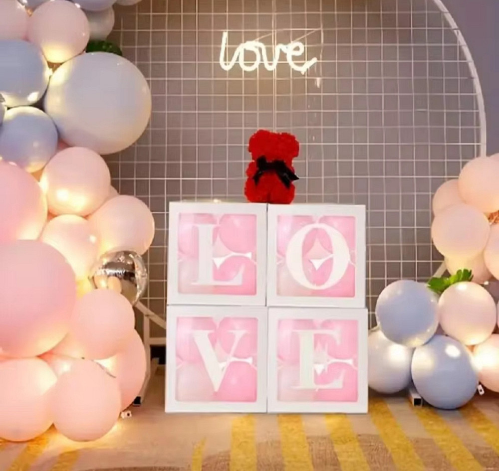 Кубики білі LOVE декор для повітряних кульок Київ - фото 3
