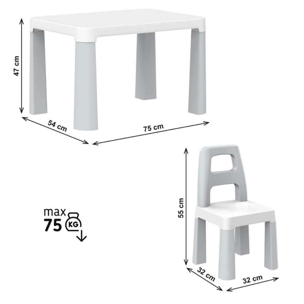 Детский стол с двумя стульями ТехноК 0150TXK светло-серый Винница - изображение 4
