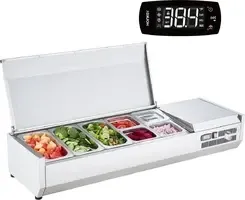 Сервер Chłodzona stacja na przyprawy do blatu roboczego - przygotowawcza z 3 x 1/3 i 4 1/6 patelniami Korpus ze stali nierdzewnej Київ - фото 1