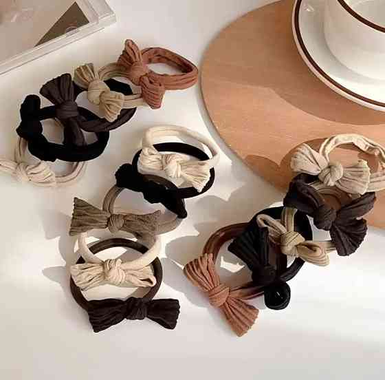 Набор резинок для волос с бантом – 10 шт, мягкие эластичные аксессуары Киев