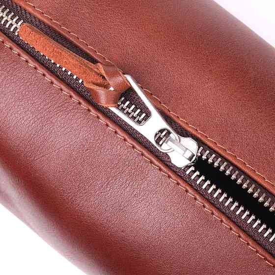 Чоловічий несесер великого розміру з гладкої шкіри на блискавці Україна GRANDE PELLE 16769 Світло-коричневий Київ