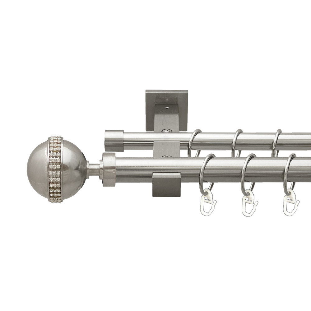 Карниз Orvit Авея металевий дворядний техно гладка труба кільце металеве Нержавіюча Сталь 25\19 мм 300 см Львов - изображение 1