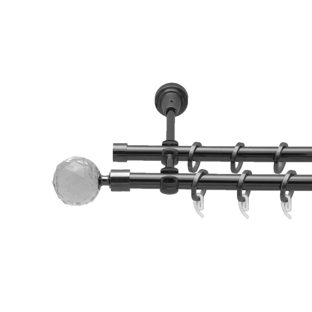 Карниз Orvit Люміера металевий дворядний відкритий гладка труба кільце фасонне металеве  Онікс 16\16 мм 200 см (4714291) Львів - фото 1