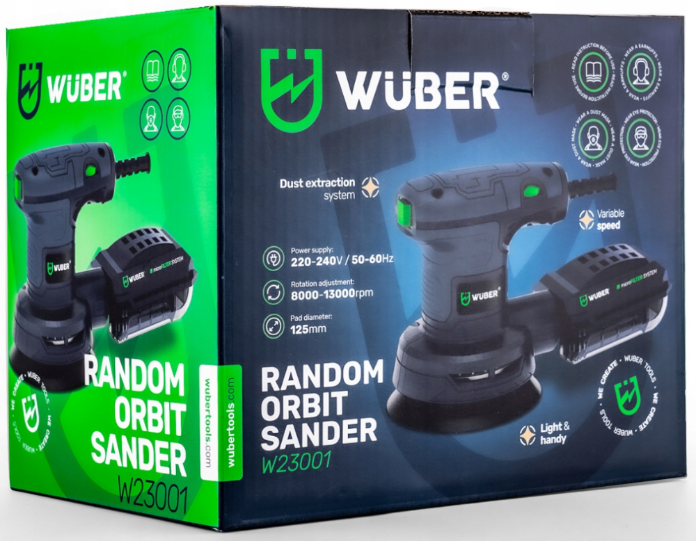 Шліфмашина ексцентрикова Wuber 350Вт 220-240В 125мм (Польща) Київ - фото 3