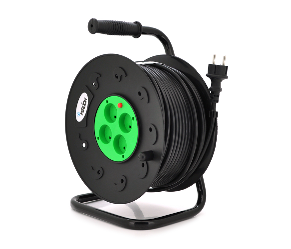 Удлинитель на катушке MERLION 2х2,5, 25 м, 16А, 220В, 4xSCHUKO socket, кабель нг-LS, тепловое реле ( Полтава - изображение 1