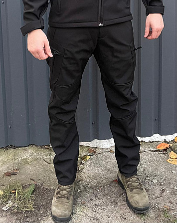 Тактические теплые штаны Softshell Черный, 3XL Винница - photo 1