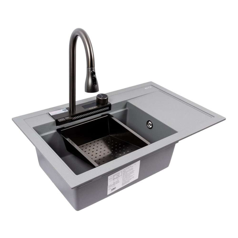 VALESO Гранітна мийка VALESO ATRUM 7950 матова Сірий металік Київ - фото 3