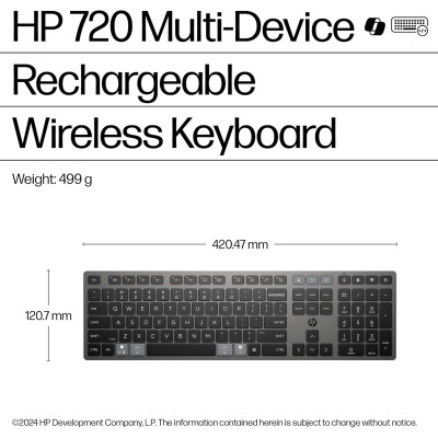 Клавиатура HP 720 Multi-Device Rechargeable Wireless/Bluetooth UA Black (9T5B1AA) Винница - изображение 12