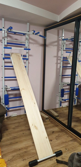 Профилактор доска для спины позвоночника тренажер шведская стенка черная оздоровительная ЛФК турник брусья Каменское - изображение 4