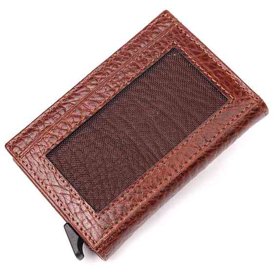 Візитниця з натуральної крупнозернистої шкіри KARYA 20979 Коричневий Київ