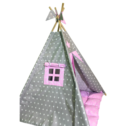 Вігвам Хатка Принцеса комплект Рожевий з м'яким килимком Київ