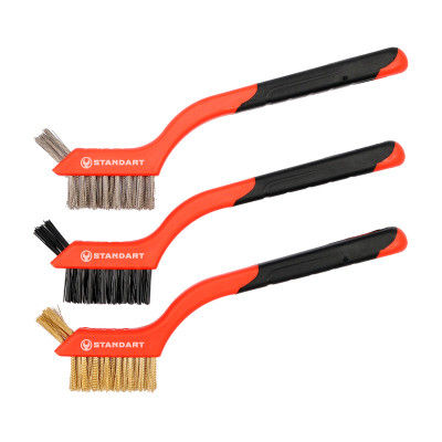 Щетка по металлу Стандарт 180мм (сталь, латунь, нейлон) 3 шт. (MWBS0301) Винница - изображение 1