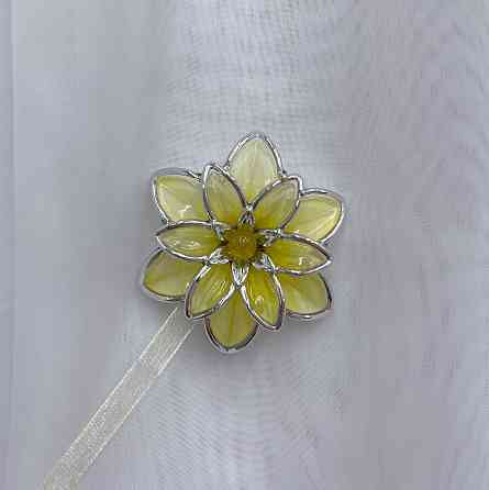 Магніти для штор і гардин Нарцис набір 2 шт Жовтий з сріблястим (81-155) Київ