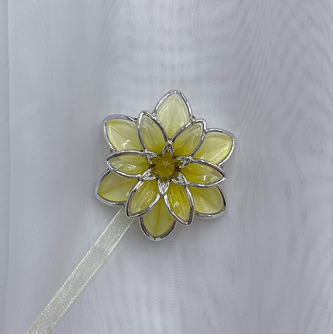 Магніти для штор і гардин Нарцис набір 2 шт Жовтий з сріблястим (81-155) Київ - фото 3