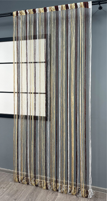 Шторы-нити с люрексом Бежевый с молочным, коричневым и белым 300х300см 1 шт (61-103) Киев - изображение 4