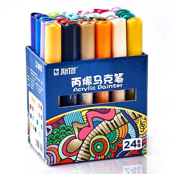 Акрилові маркери для малювання 24 шт для посуду, полотна, дерева, Набір кольорових маркерів по тканині, склу Кам'янець-Подільський