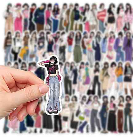Набор виниловых стикеров с иллюстрированными девушками, 65 шт, 3–5 см Киев