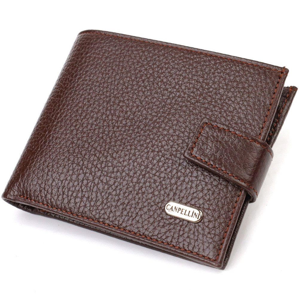 Практичний горизонтальний гаманець для чоловіків із натуральної шкіри флотар CANPELLINI 21886 Коричневий Київ - фото 1