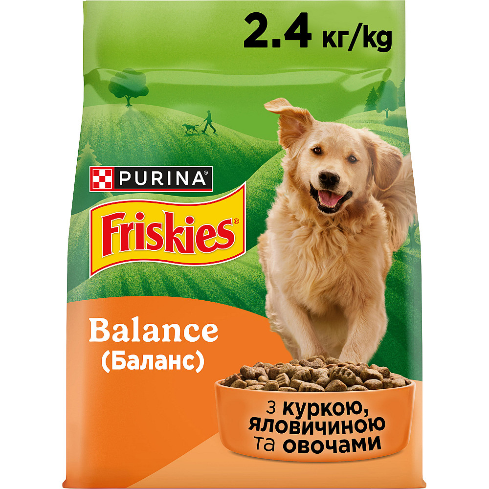 Сухий корм FRISKIES Balance для дорослих собак, з куркою, яловичиною та овочами, 2.4 кг Київ - фото 1