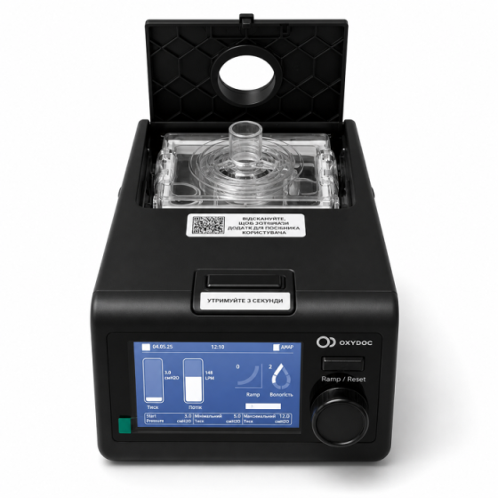 Аппарат неинвазивной вентиляции OXYDOC Авто CPAP/APAP Black Edition с маской размера M и увлажнителем Днепр