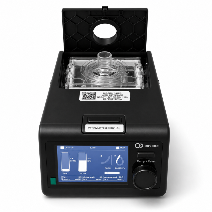 Аппарат неинвазивной вентиляции OXYDOC Авто CPAP/APAP Black Edition с маской размера M и увлажнителем Днепр - изображение 2