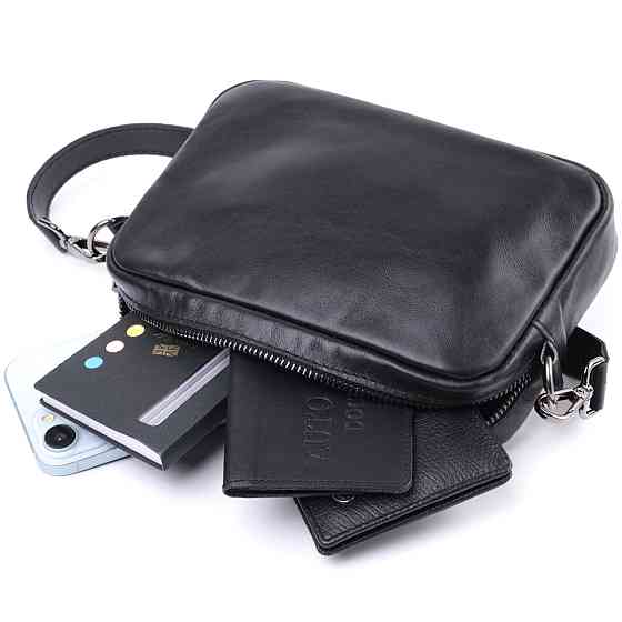 Класична сумка крос-боді з гладкої натуральної шкіри Shvigel 22841 Чорна Київ