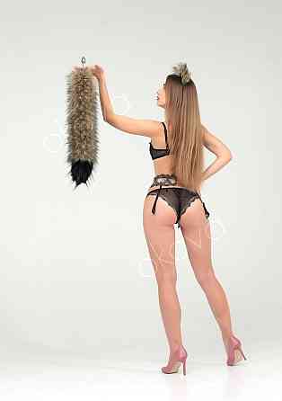 Анальный хвост без пробки, Коричневый с черным кончиком, OKOVA 60 см. Sex Aura Киев