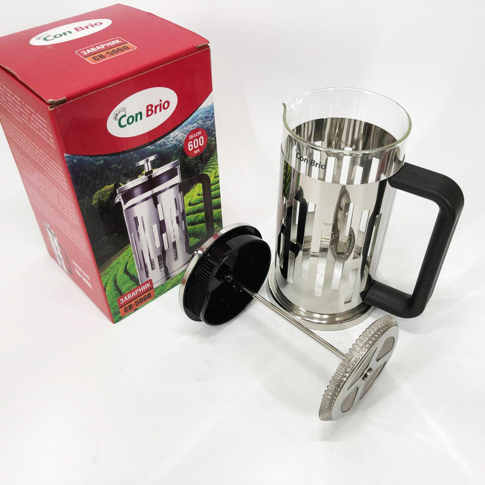 Френч-пресс для крепкого кофе, Заварник стеклянный с прессом, Многоразовый френч-пресс ZE-63 Львов - изображение 4