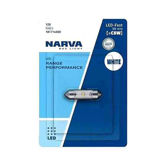 Світлодіодна лампа NARVA 18171B1 C5W LED Range Performance Festoon 12V SV8.5 WHITE 6000K 38mm (1 шт) Харків