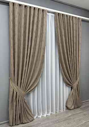 Комплект штор VR-Textil Льон Букле № 1886ш Капучино 150х290 см 2 шт (33-0916) Київ