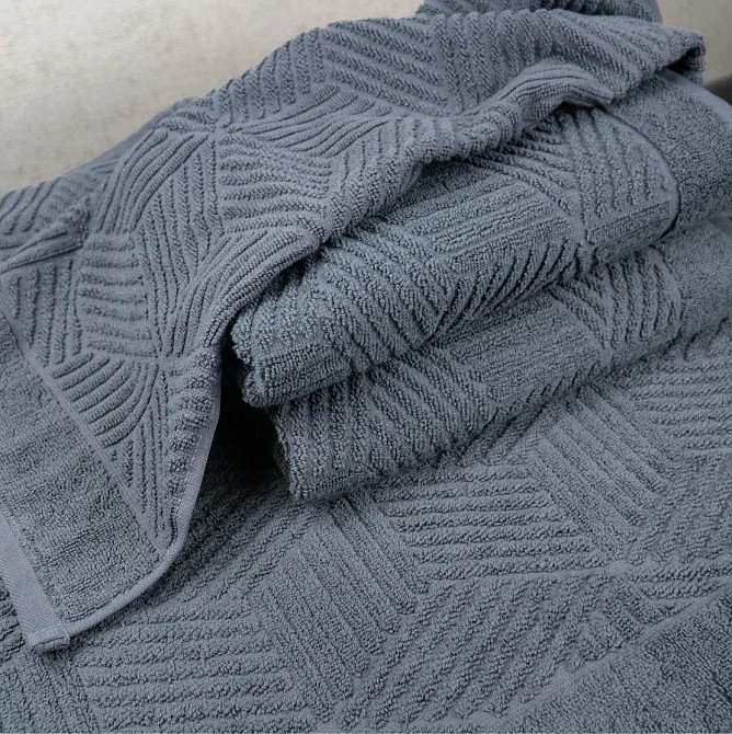 Комплект махрових рушників Уельс 2шт GM Textile 50х90см, 70х140см 500г/м2 (Темно-Сірий) Суми - фото 3