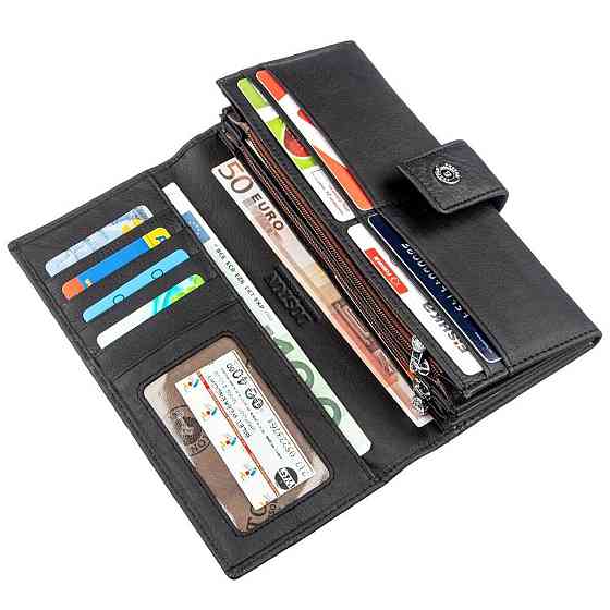 Жіночий гаманець з монетницьою на блискавки Чорний (Boston) Київ