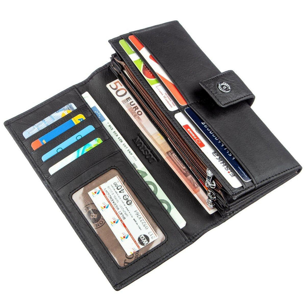 Жіночий гаманець з монетницьою на блискавки Чорний (Boston) Київ - фото 1