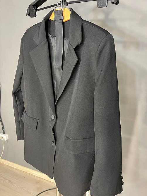 Пиджак женский Qidian 6105 оверсайз с ремнем удлиненный свободный крой one size, черный, one size Одесса - изображение 3