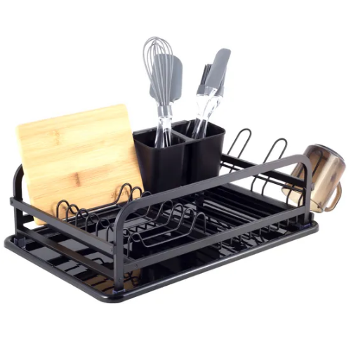 Сушарка для посуду 41,5*13,5*28см з піддоном алюміній чорний 0752 KAMILLE Житомир - изображение 3