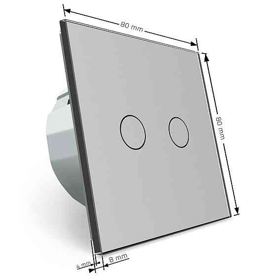 Сенсорний вимикач LIVOLO, 2-сенсорний, сірий скляний, 5А 230В, без нейтралі (VL-C7FC2-2IP) Коломыя
