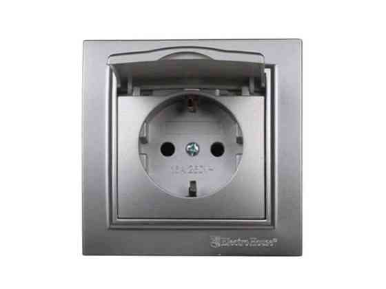 Розетка с крышкой серебро влагозащищенная Enzo EH-2116-ST ТМ ELECTROHOUSE Solmir Киев