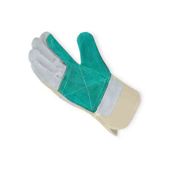 Рукавички "Краги" 27см коров'ячий спилок з тканиною, підкладка джерсі, біло-зелені. розмір 11 Мукачево