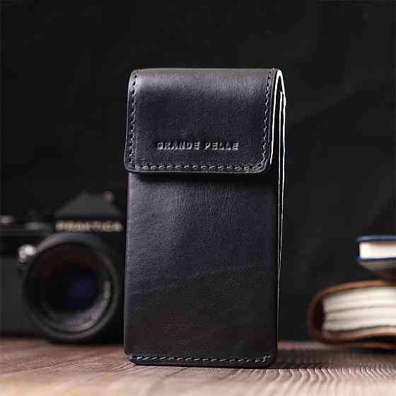 Ключниця футляр із натуральної шкіри GRANDE PELLE 22568 Чорний Київ