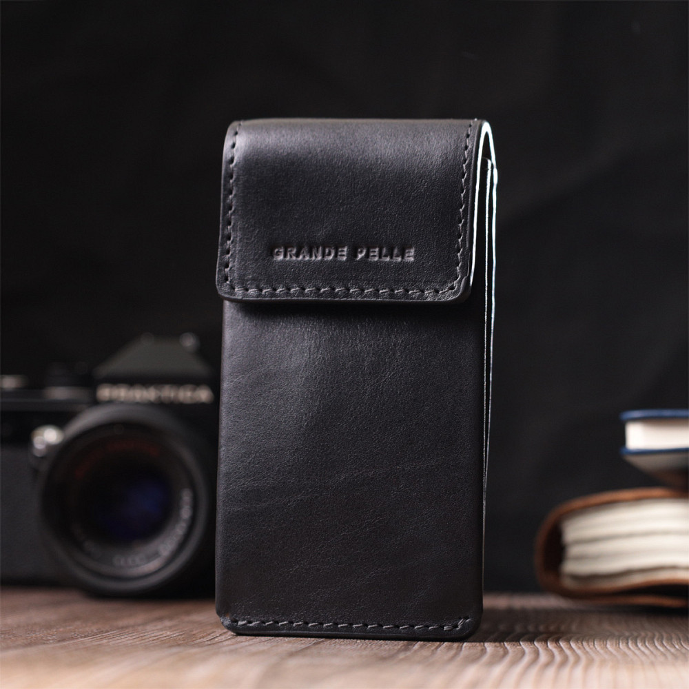 Ключниця футляр із натуральної шкіри GRANDE PELLE 22568 Чорний Київ - фото 3