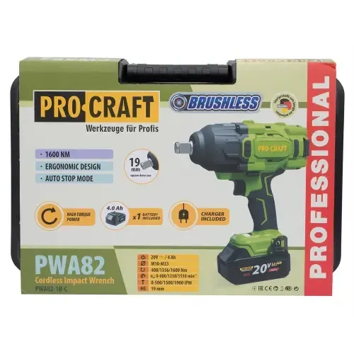 Гайковерт безщітковий Procraft PWA-82 акумуляторний,Ударний акумуляторний гайковерт 1600 H*m Квадрат 3/4 в кейсі Львів - фото 7