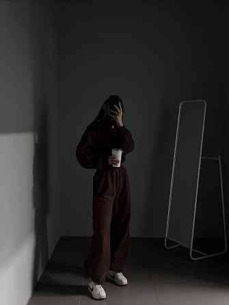 Женский теплый повседневный комбинезон трехнить на флисе Шоколад, 42/46 Одесса