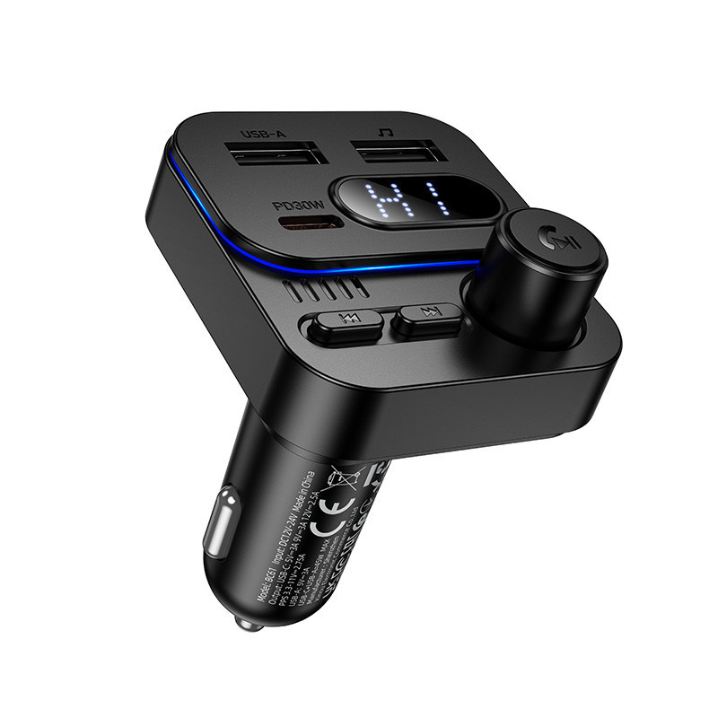 АЗП з FM-модулятором BOROFONE BC61 Ocean 45W(1A1C) car BT FM transmitter Black Одеса - фото 1