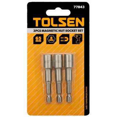 Головка магнітна Tolsen 8 мм 1/4"х65 мм 3 шт (77843) Вінниця