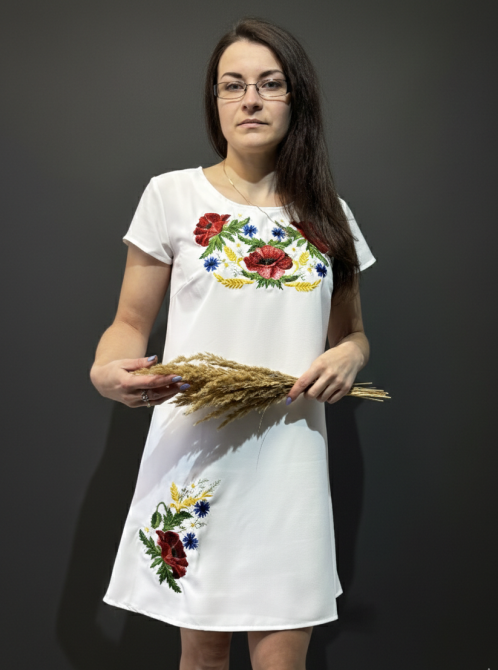 Жіноча вишита сукня білосніжна Квіткова мавка Київ - фото 2